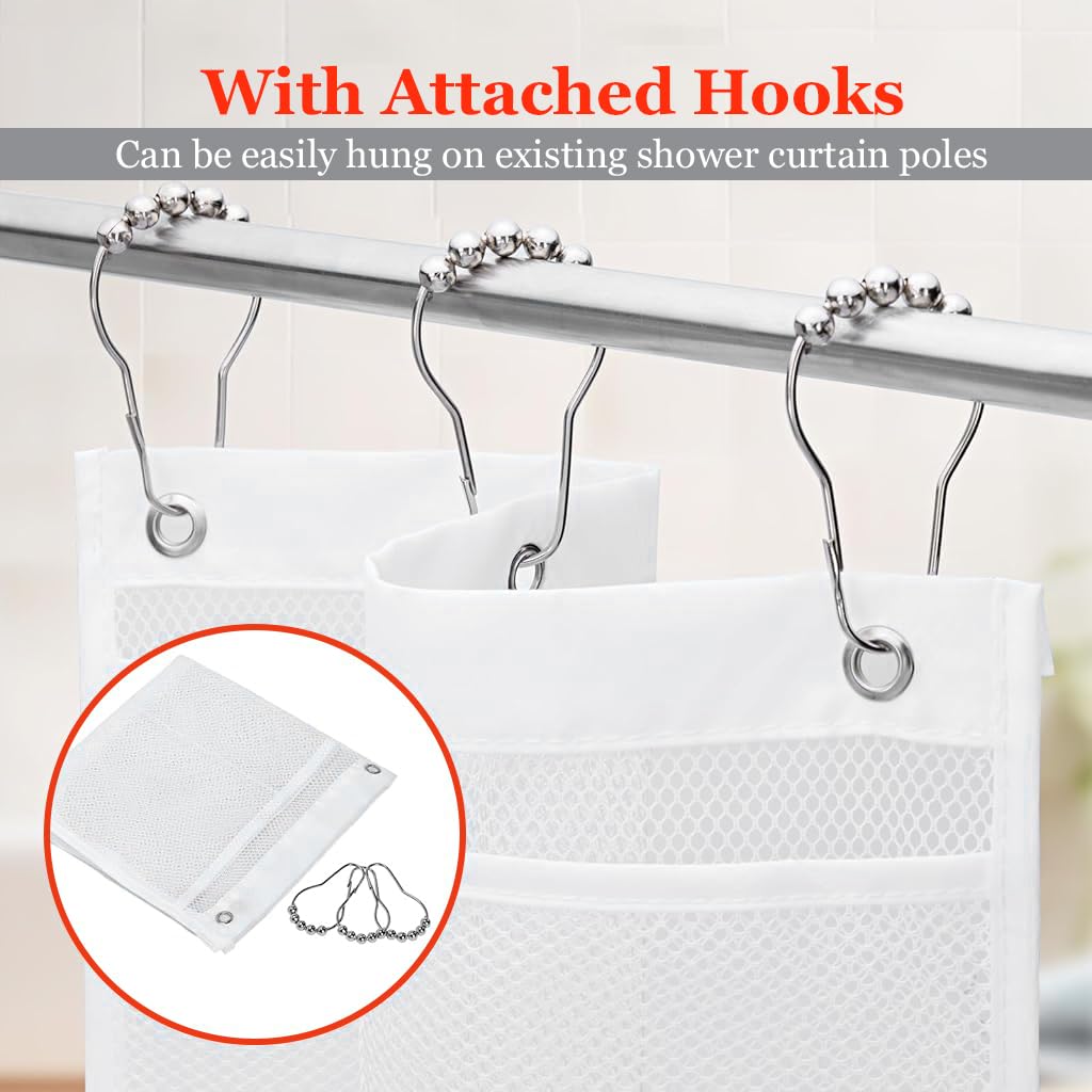 Supvox Hanging Shower Organizer for Bathroom and Travel with 7 Mesh Pockets 43x67cm | Quick Dry Bag