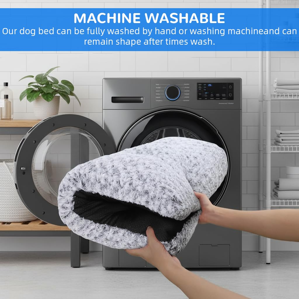 Qpets Dog Bed for Winter Comfort with Thermal Insulation and Waterproof Anti Slip Bottom | Plush Rose Pattern Mat Machine Washable