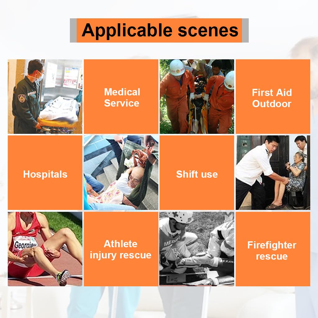 HASTHIP Folding Emergency Transport Stretcher for Rescue with 12 Handles and 350 lb Capacity