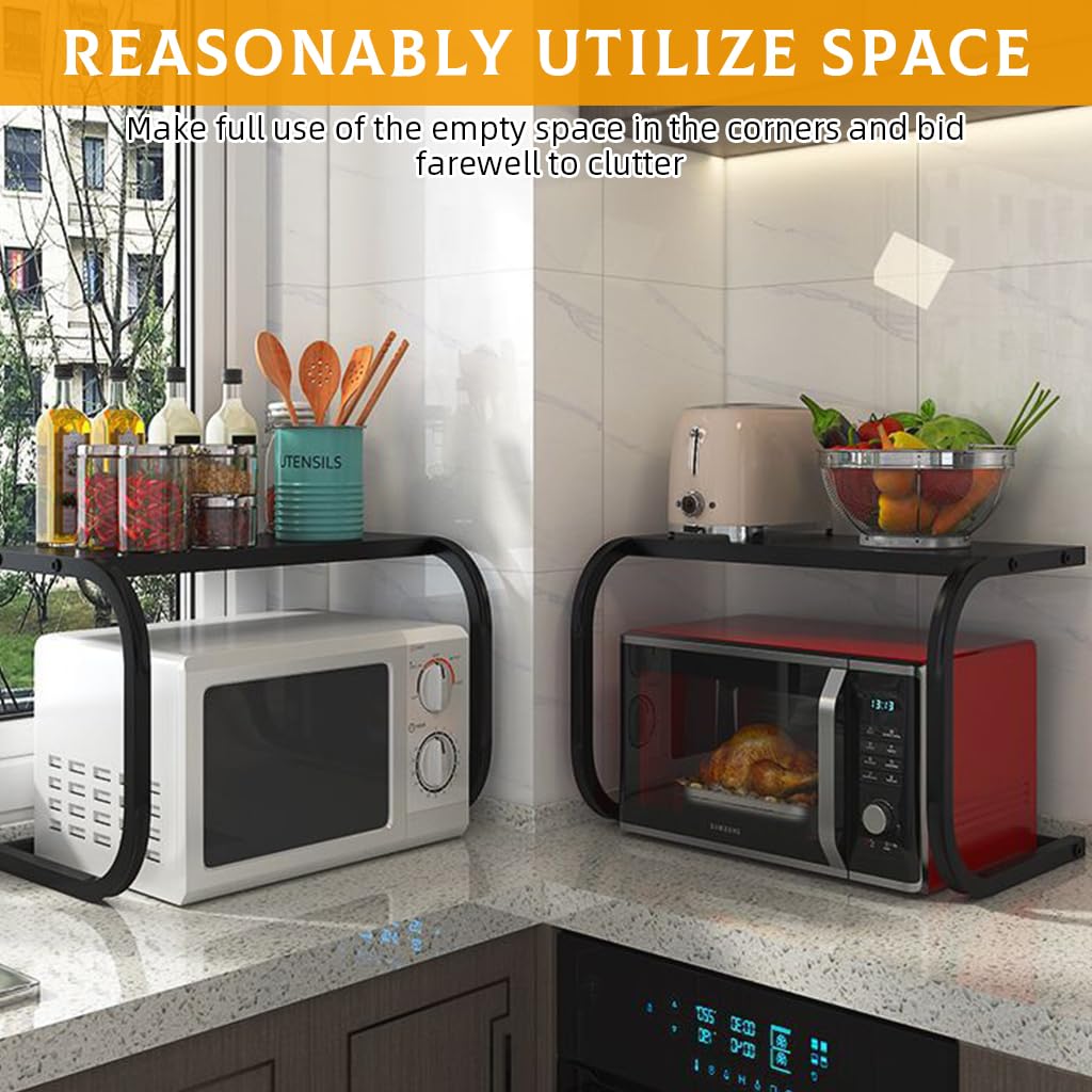 HASTHIP Storage Shelf for Microwave Oven with 110lbs Capacity and Adjustable Carbon Steel Frame | Space Saving Kitchen Rack