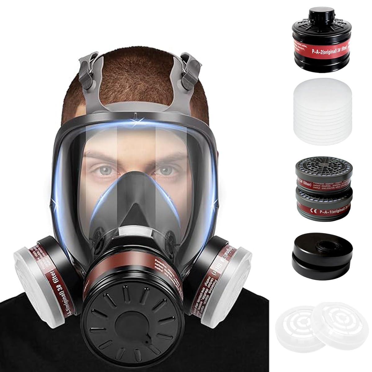 Serplex Gas Mask for Painting and Construction with 10 Filter Sheets | Reusable Full Face Respirator