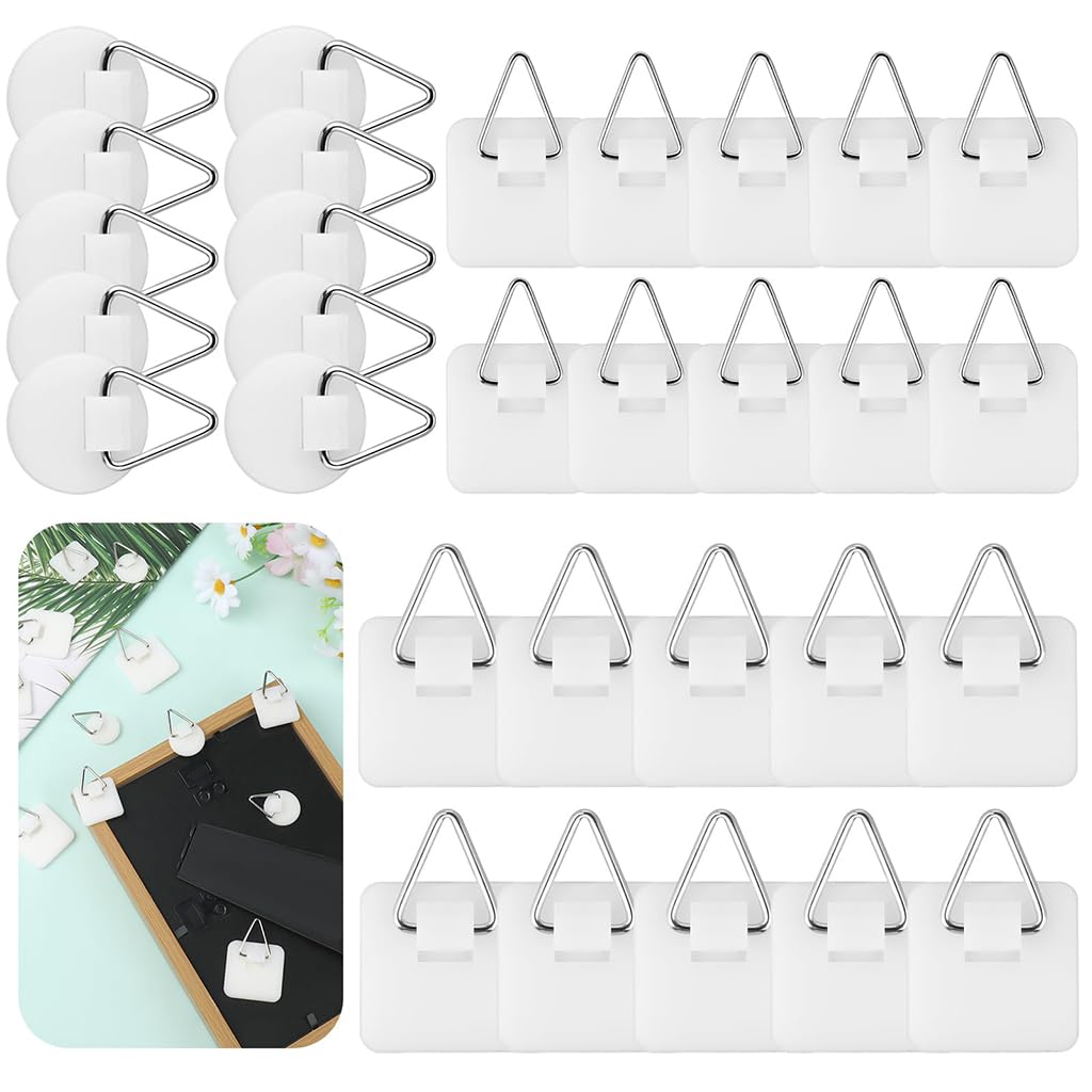 HASTHIP Metal Wall Hooks for Home Decor and Kitchen with 30 Pcs Strong Adhesive Acrylic Loops