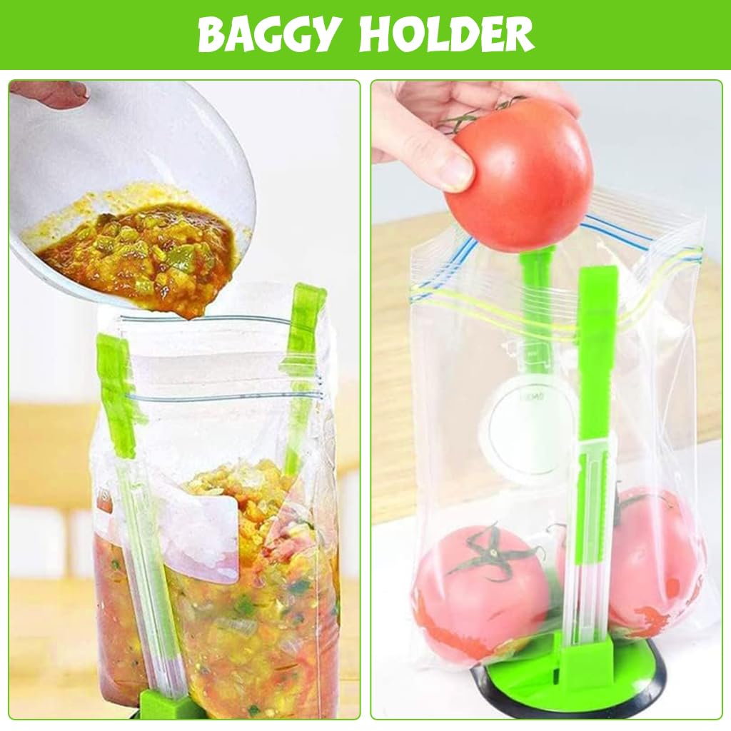 HASTHIP Bag Holder for Freezer Storage Bags with Adjustable Rack and Non Slip Base | Hands Free Food Pouring and Meal Prep