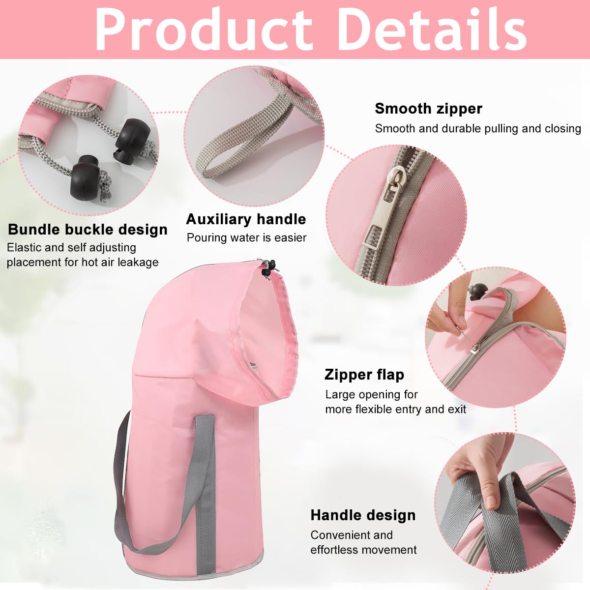 HANNEA Collapsible Foot Soaking Bath Basin for Travel and Home Use featuring Overknee Design | Foldable Insulated Pink Spa Tub