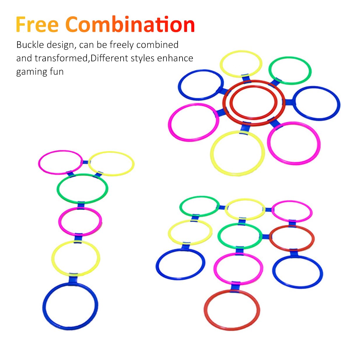 PATPAT® 10Pcs Color Ring for Hopscotch Game Connected Color Ring for Hopscotch Game Tossing Game Backyard Game Tool Party Favor Prop Outdoor Game Setup Balance Training Agility Training for Kids