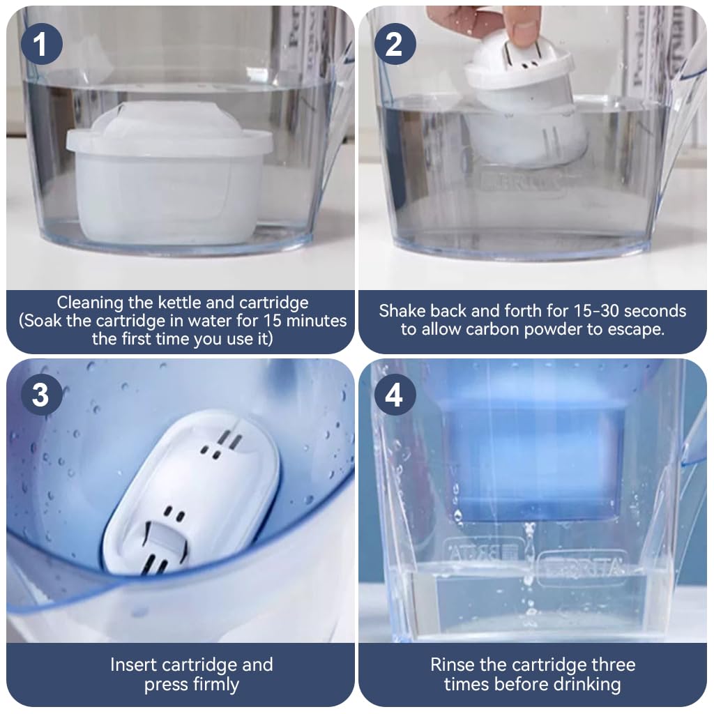 HASTHIP Compatible Brita Water Filter Pitchers for Cleaner Taste with 6 Pack 65 Gallon Filters