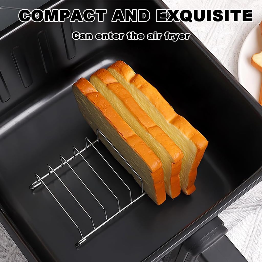 Supvox Air Fryer Toast Rack with 8 Slots for Even Toasting and 13.5×9×5 cm Stainless Steel Build