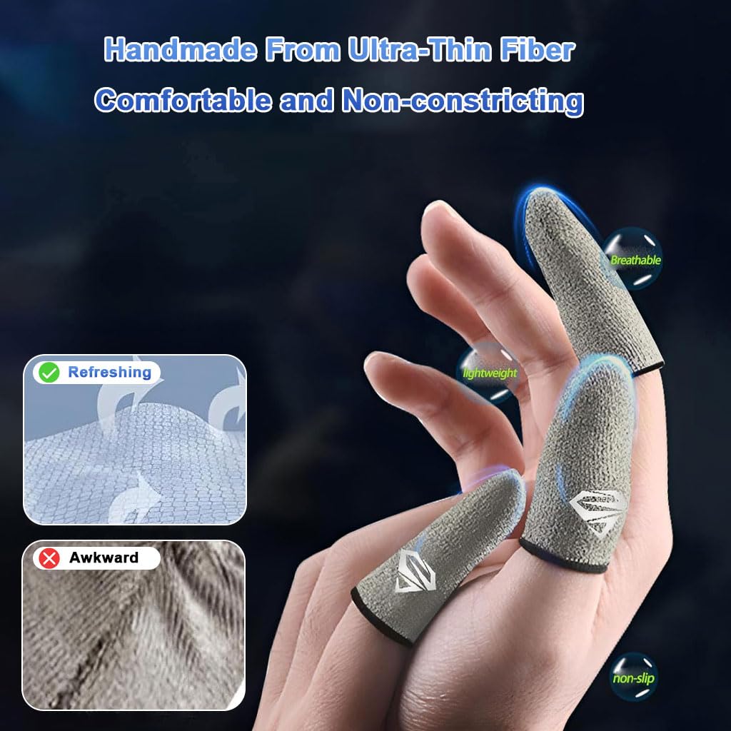 ZORBES Gaming Finger Cots for Mobile Players with Conductive Silver Fiber | 6 PCS Breathable Non Slip Design