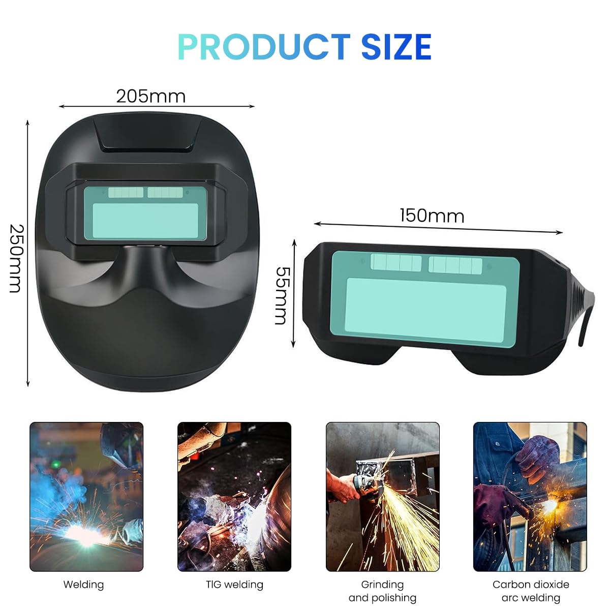 Serplex Welding Helmet for Professional and DIY Use with 5 Replacement Lenses | Detachable Auto Darkening Goggles and PP Shell