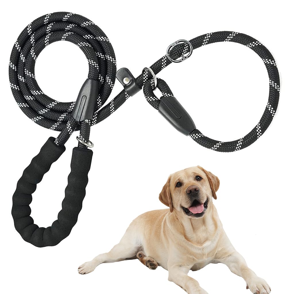 Qpets Durable Light Reflecting Dog Leash Single Handle 5.5ft Dog Training Leash Adjustable Dog Leash Anti-Strain Leash Braided Rope for Dogs Walk Tranning