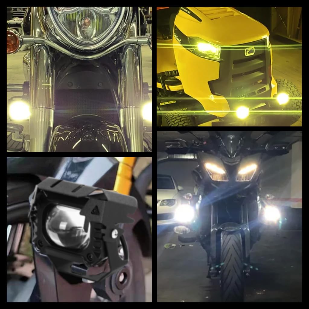 STHIRA Motorcycle Headlights 2Pcs with Dual-Color LEDs for Motorbikes | Waterproof Fog Lights