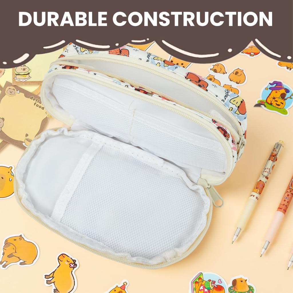 ZIBUYU Capybara Pencil Case for Students and Travel with 20x6x12cm Canvas Design | Cute Kawaii Organizer