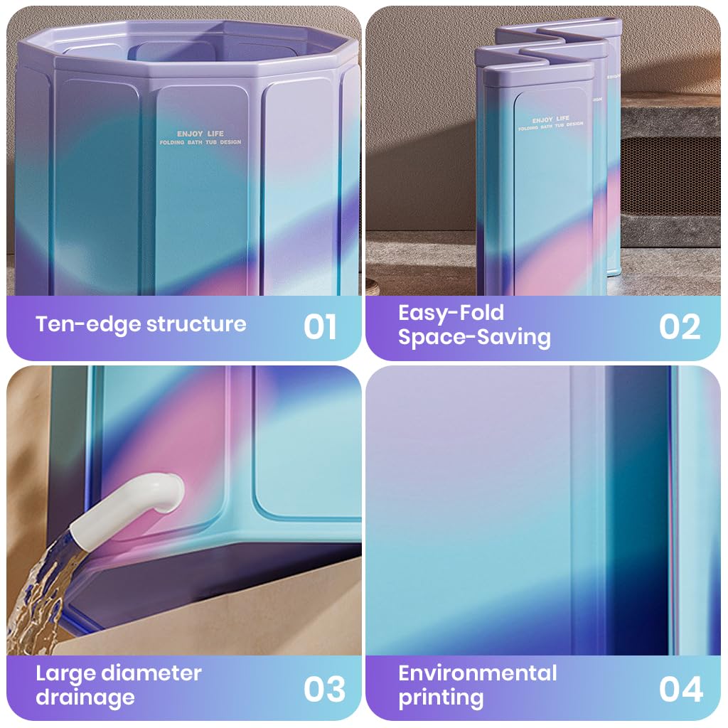 HANNEA Portable Bathtub for Adults with 31.5 in Diameter & 3 Hour Thermal Insulation | Foldable Home and Outdoor Ice Bath Tub