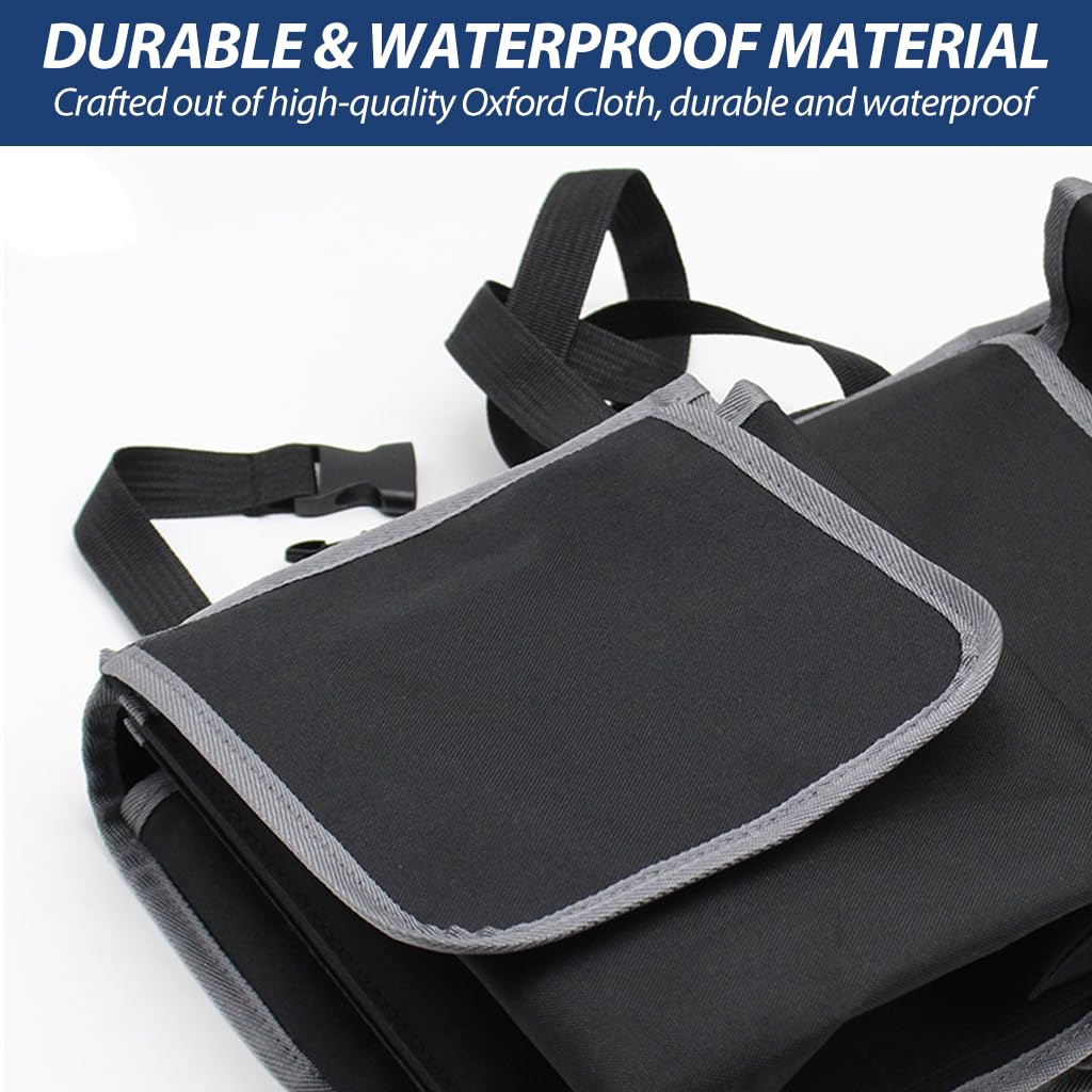 STHIRA Car Trunk Organizer for SUV and Truck with Adjustable Straps and 4 Pockets | 90x12x25cm Waterproof Oxford Cloth Collapsible Storage