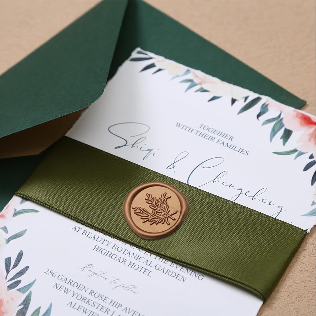 HASTHIP 10Pcs Golden Wax Seal Stickers - Wedding Invitation Envelope Seal Stickers, 1.2