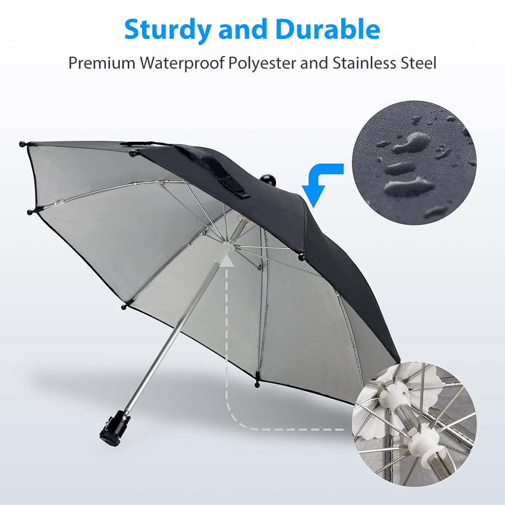 ZORBES Camera Umbrella for Outdoor Shooting with 19.7 in Coverage featuring 360° Swivel Joint | Waterproof Polyester Protection for DSLR & Mirrorless Cameras
