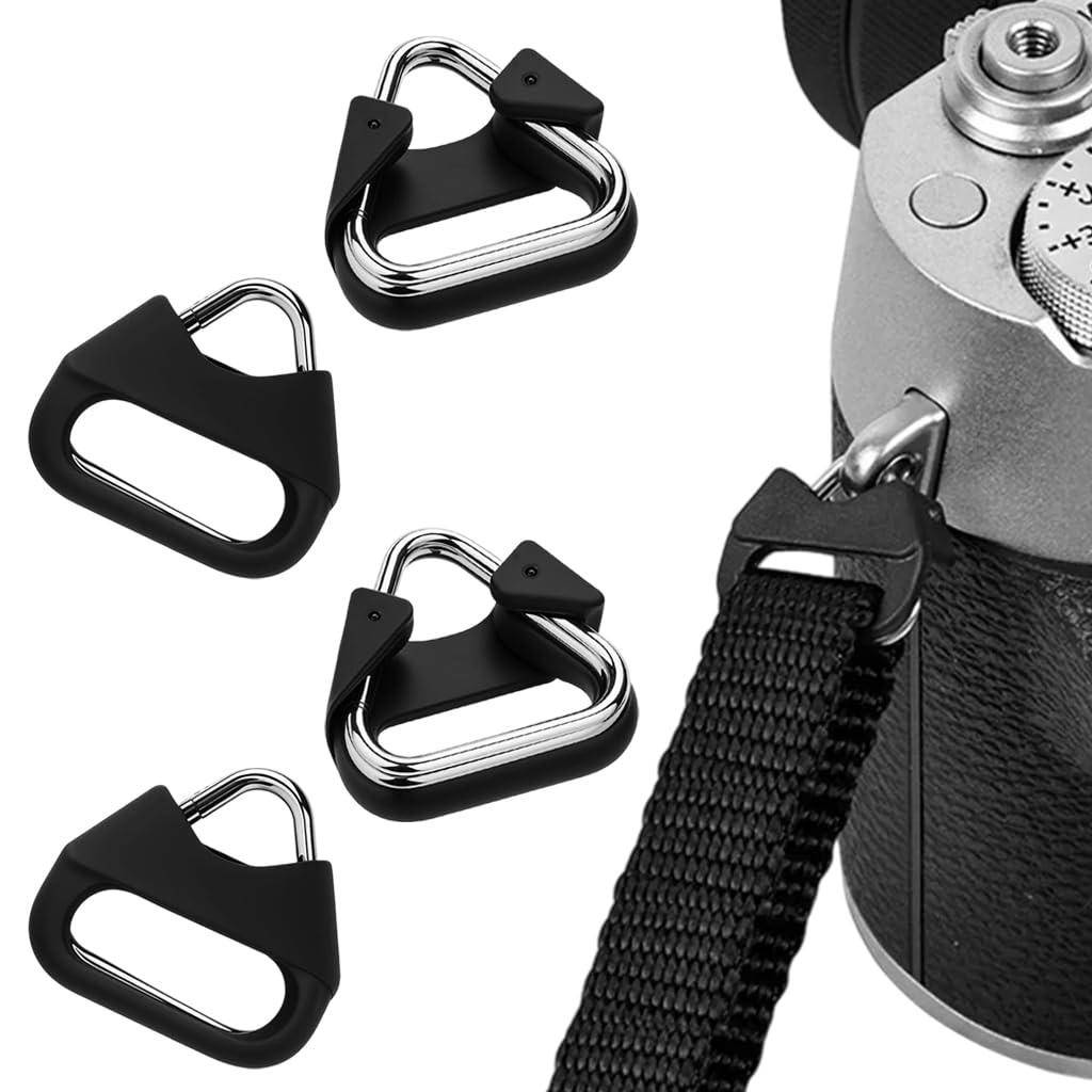 ZORBES Camera Strap Triangle Buckles for Shoulder Strap with ABS Plastic Caps | 4Pcs Stainless Steel Connectors