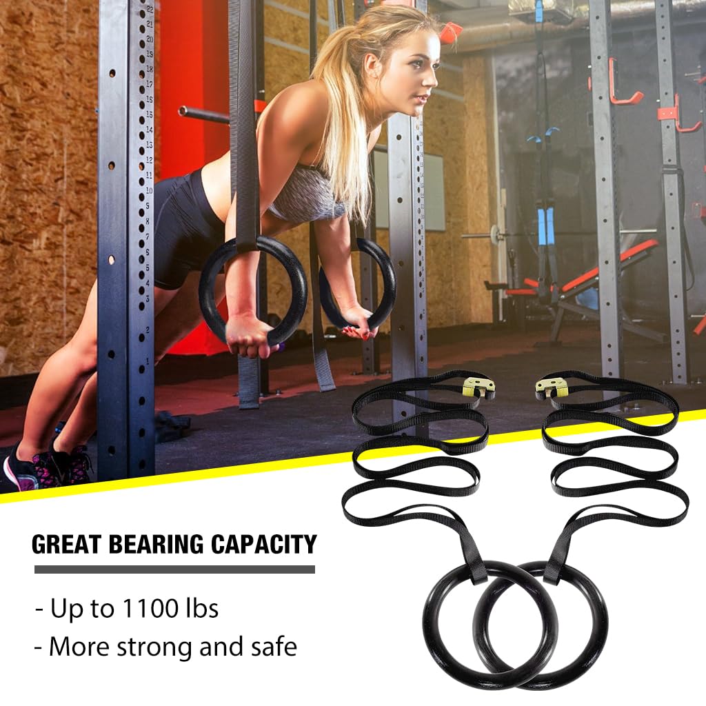 Proberos Gymnastic Rings for Adults with 14.76ft Adjustable Straps and Zinc Alloy Buckles | 1100lbs Capacity