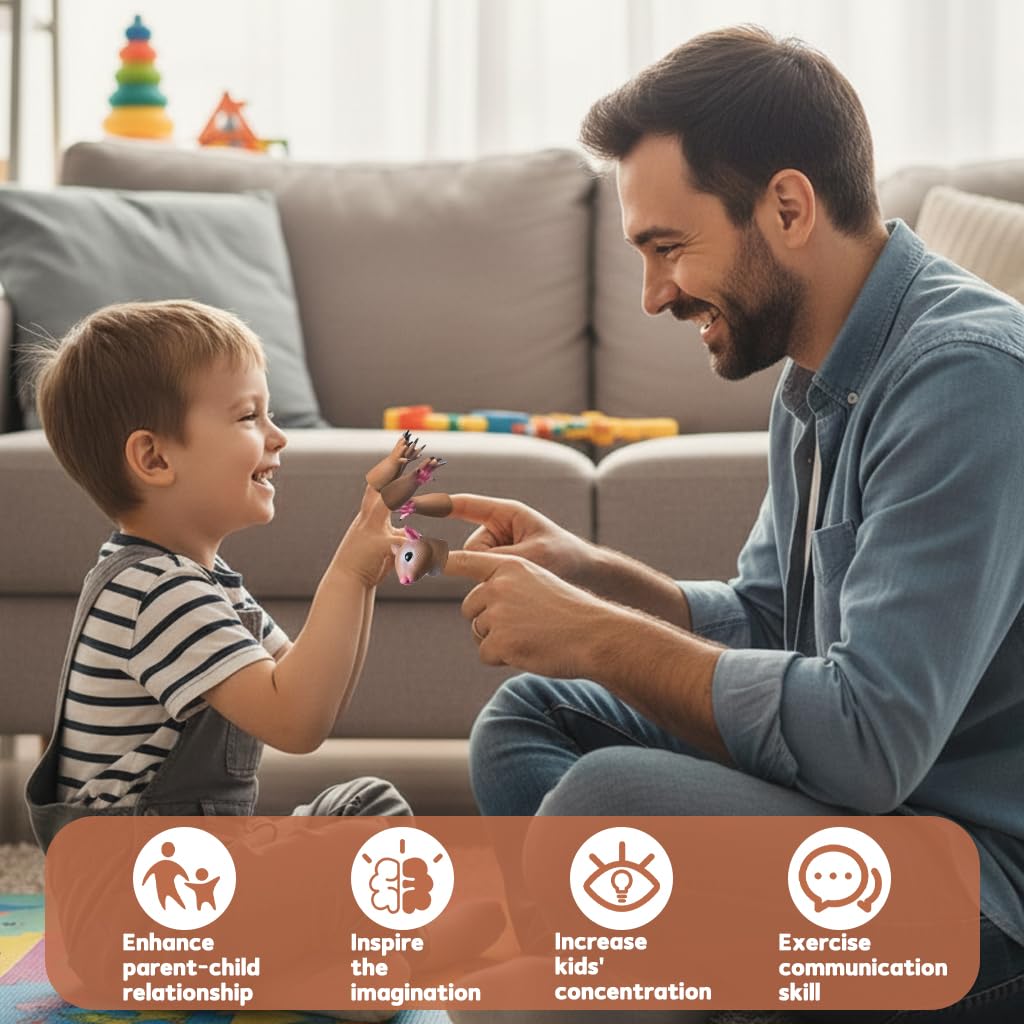 PATPAT Cartoon Squirrel Finger Toys 5PCS for Storytelling with Soft PVC | Kids Learning Play