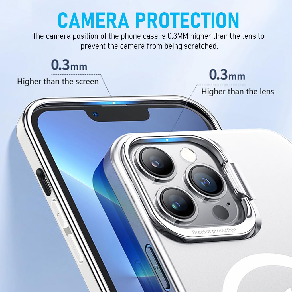 ZORBES® Phone Case for iPhone 14 Pro Max, Compatible with MagSafe, Matte TPU Phone Case with 2 in 1 Camera Protective Bracket / Phone Holder Anti-scratch Protective Phone Case for iPhone 14 Pro Max