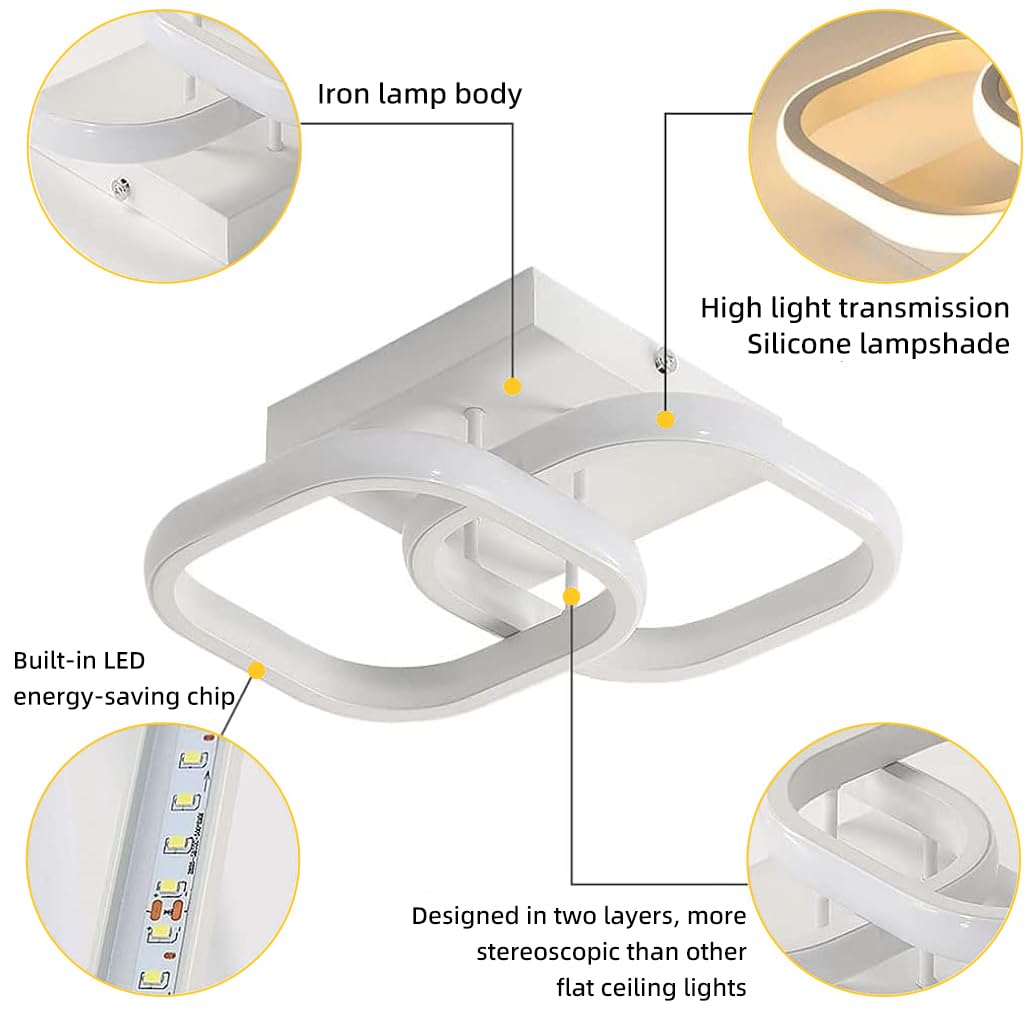 ELEPHANTBOAT Chandelier Lights for Ceiling with 22W LED and 9.45×3.54 in Square Design | Warm 3000K Light for Bedroom Living Room