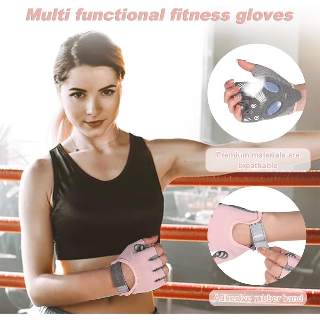 Proberos Women Workout Gloves for Gym and Crossfit with Anti Slip Silicone Pads | Breathable Fingerless Design