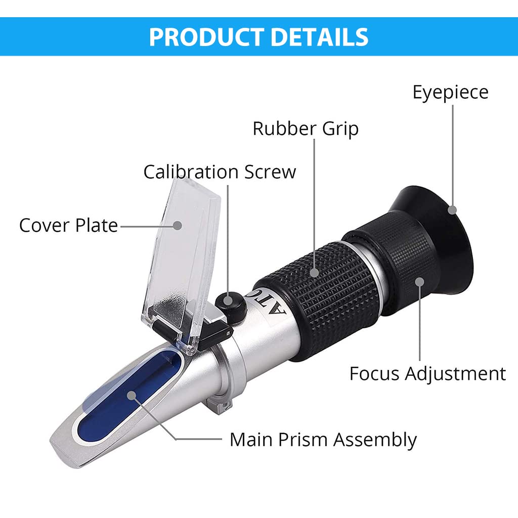 Serplex Honey Refractometer for Honey Moisture Brix and Baume 58–90% with ATC Function | Ideal for Honey and Syrup Testing