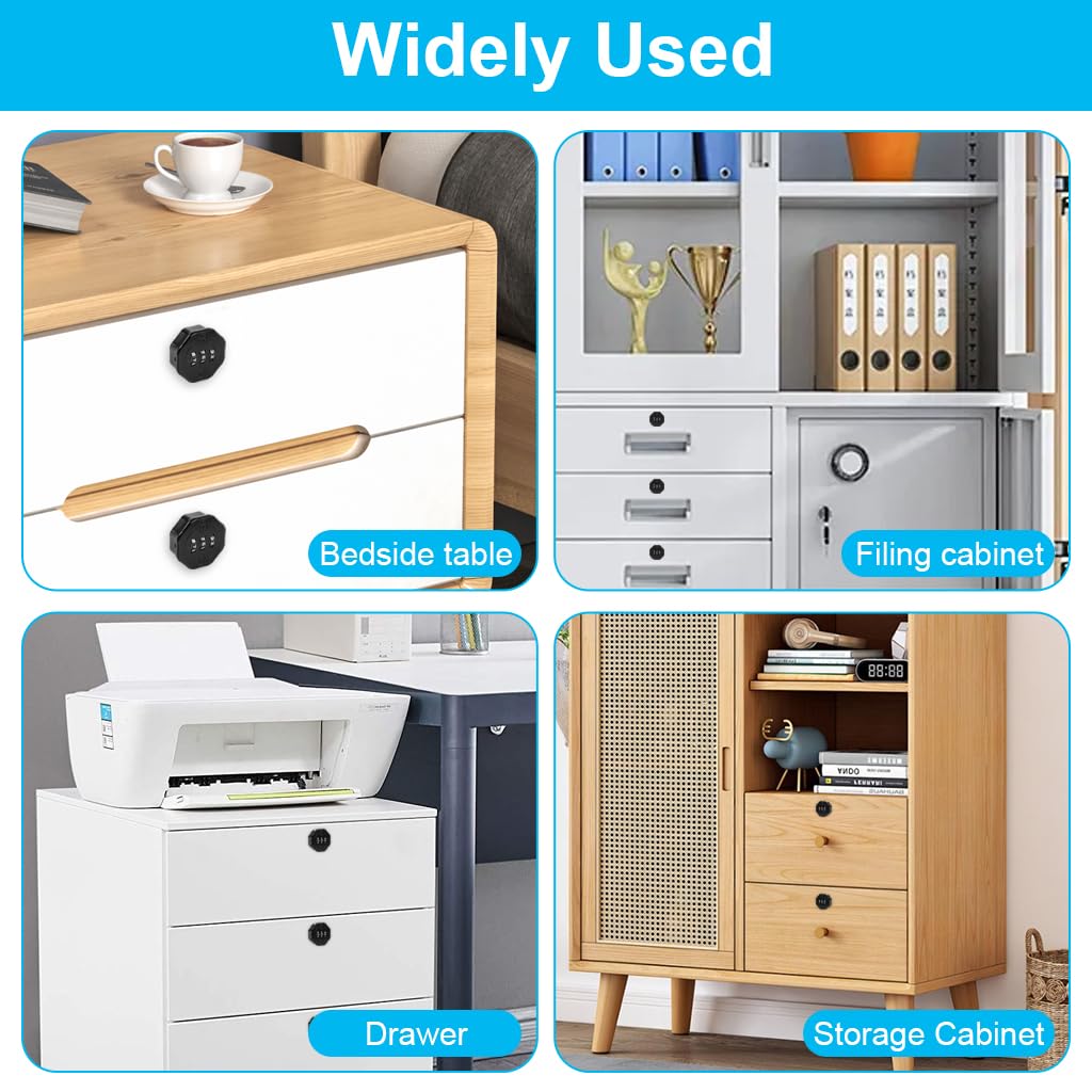HASTHIP Cabinet Door Lock Kit for Drawers and Cabinets with 3 Digit Combination Zinc Alloy Security