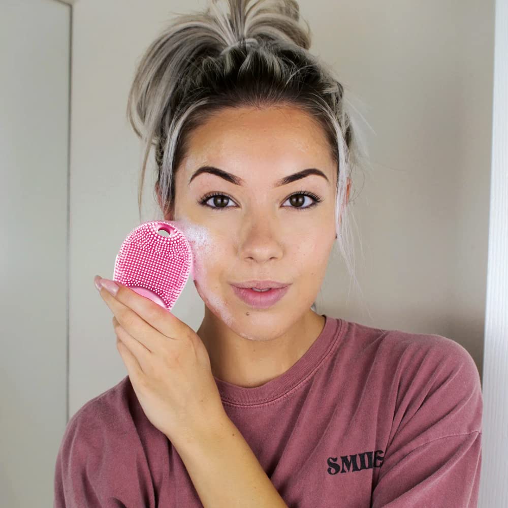 MAYCREATE Facial Cleansing Brush for Deep Cleaning with 9 Vibration Modes and Heated Silicone | Waterproof Rechargeable Design