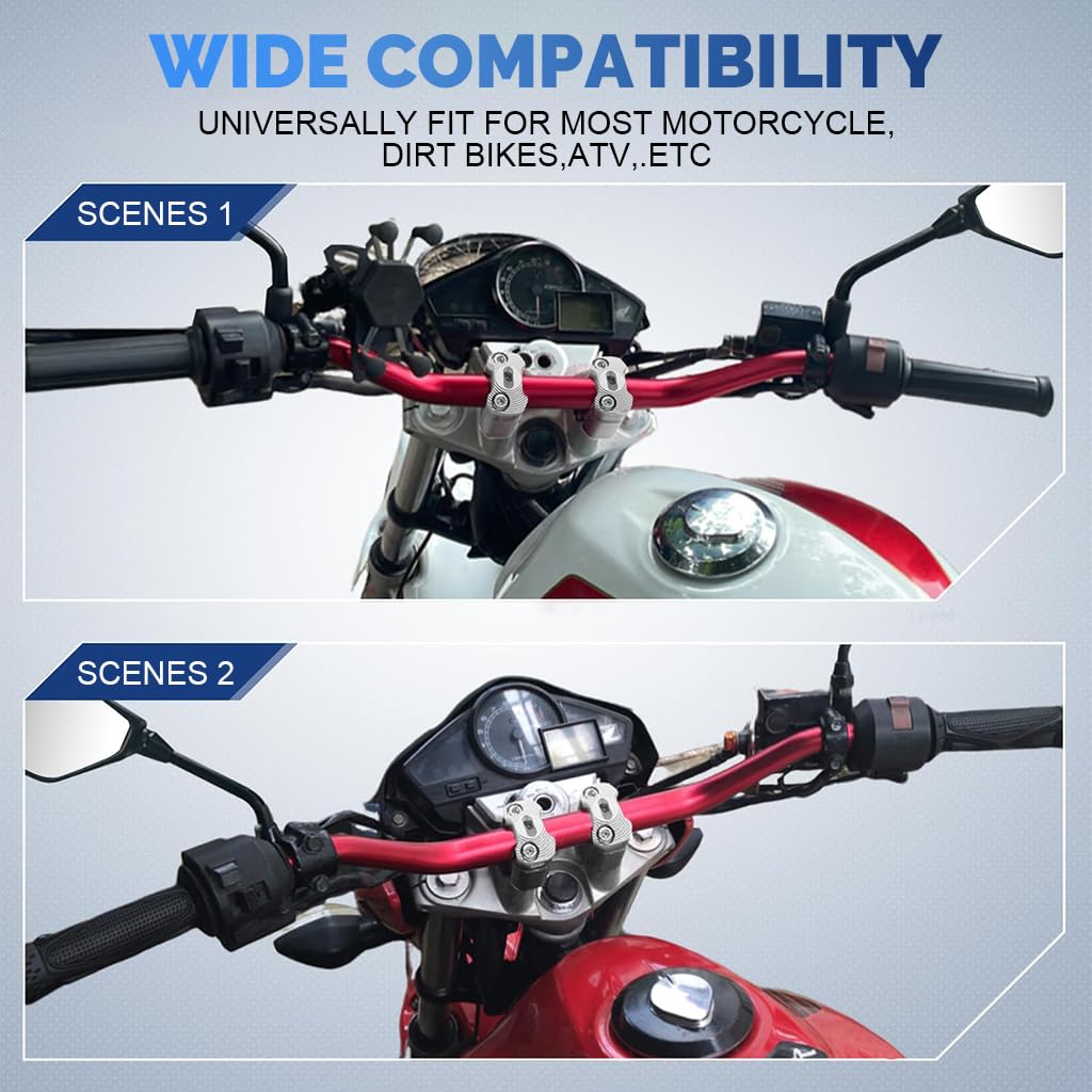 STHIRA Motorcycle Handlebar Riser Kit for 7/8 in and 1 1/8 in Bars with Aluminum Alloy Mounts | Ergonomic Design for Enhanced Comfort