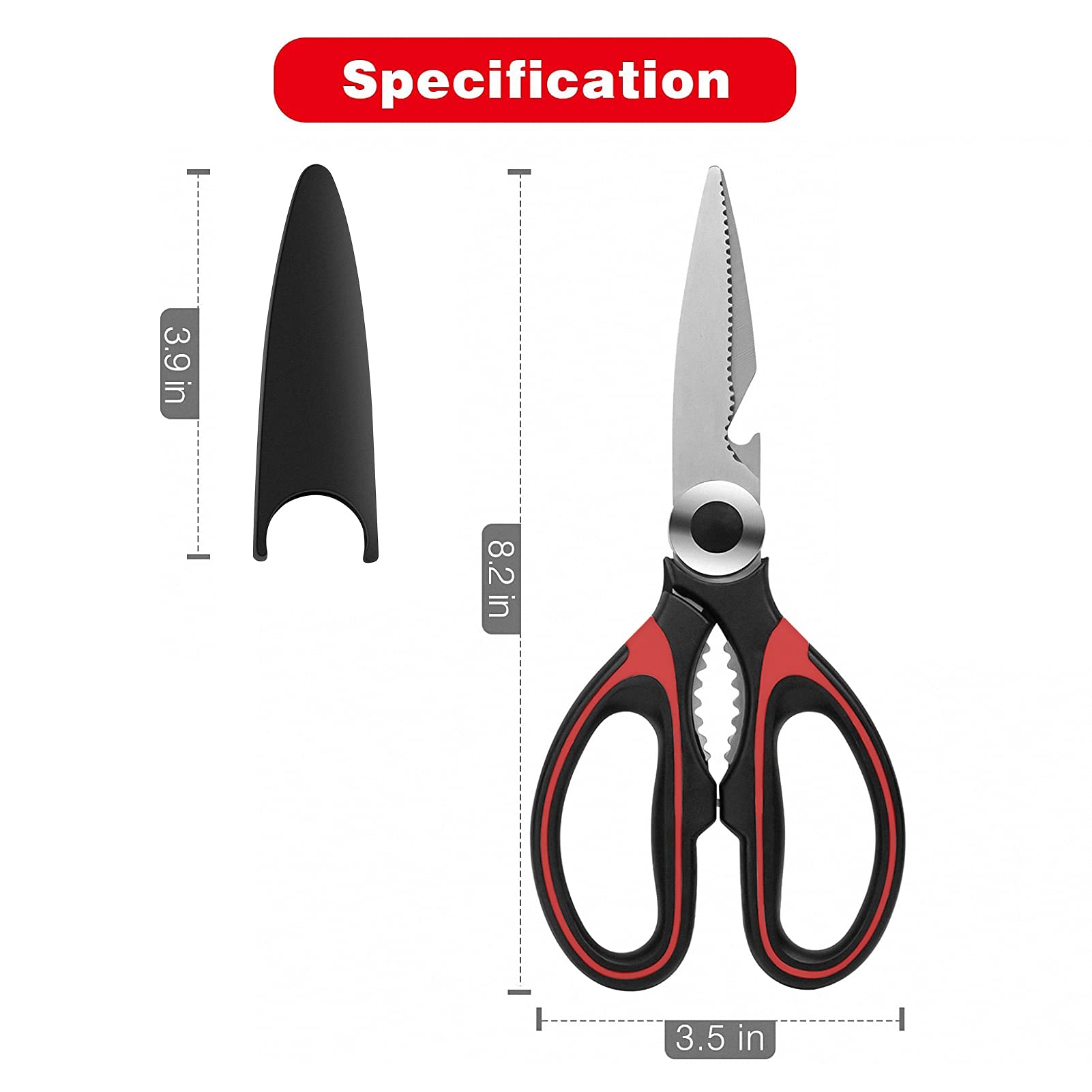 ZIBUYU Kitchen Scissors for Home with Zig Zag Blade and Ergonomic Silicone Handle | Food Cooking and Poultry Cutting