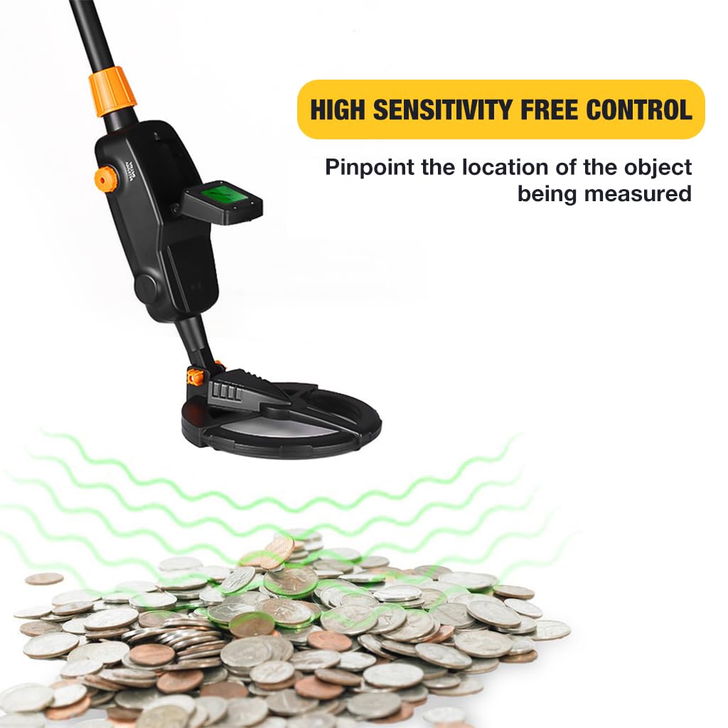 HASTHIP® Metal Detector for All Metal for Kids Educational, Metal Detector Machine for Coins, Metal Objects & Gold Rings with 6 Inches Coil, Support Sound Alarm, Sentivity Adjustment (Without Battery)