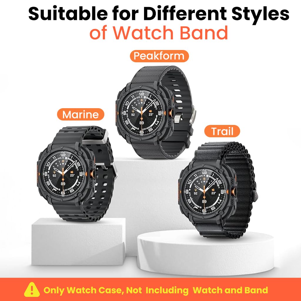 ZORBES Galaxy Watch Ultra 47mm Case for Samsung with Snap-On TPU Edge Guard | Black