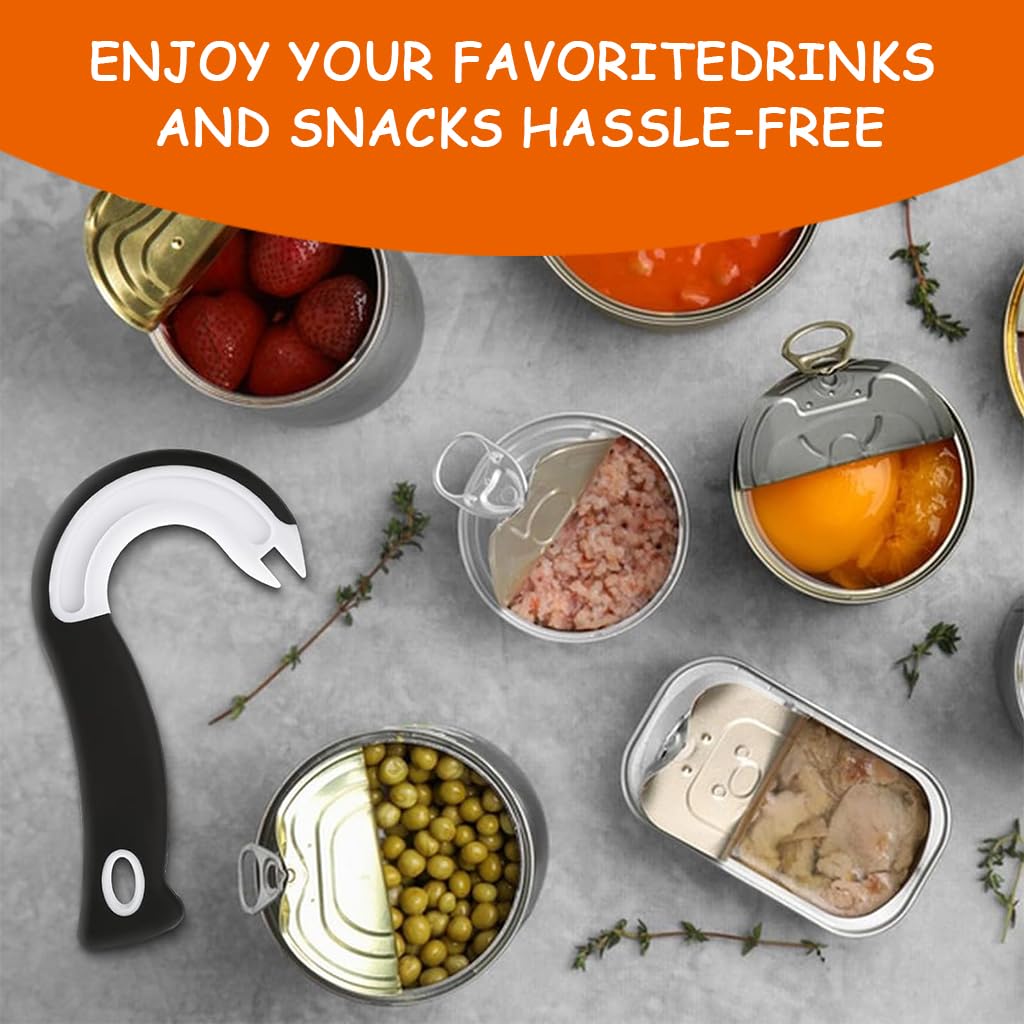 HASTHIP Easy Open Ring Pull Can Opener for Cans and Jars with Ergonomic Hook 15.5×9 cm | Strong Rubber Grip for Seniors and Weak Hands