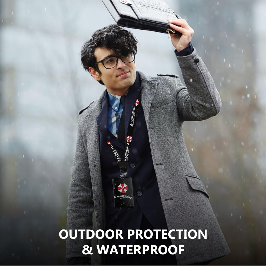 ZORBES ID Card Holder for Office with 17.7 in Retractable Lanyard featuring Detachable Neck Strap | Resident Evil Umbrella Design