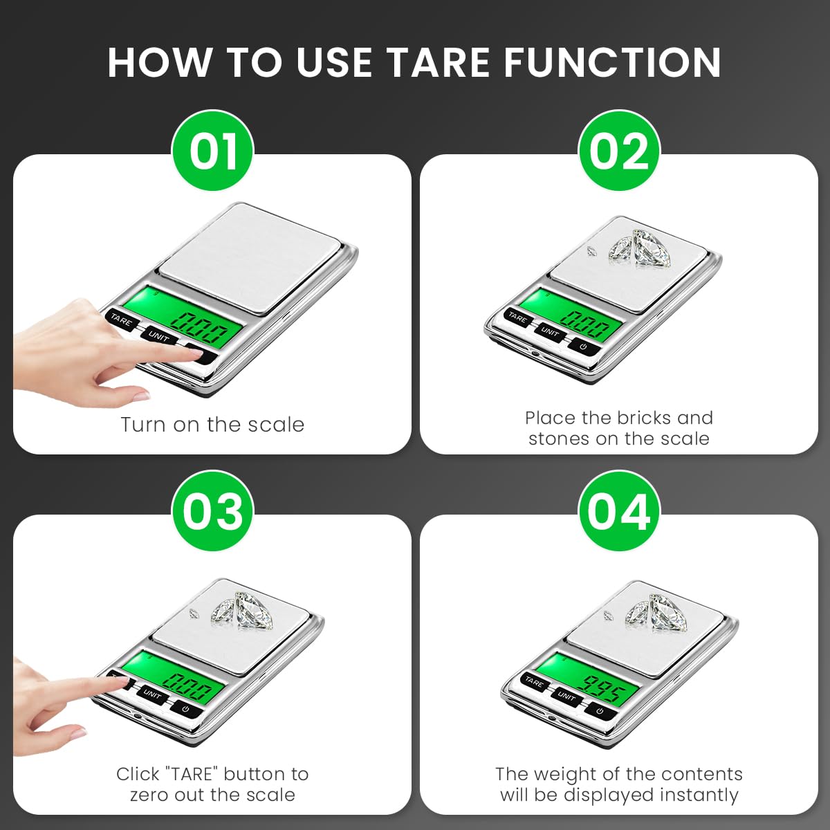 HASTHIP Digital Kitchen Weighing Scale for Home with 200g 0.01g Precision Sensors | Portable LCD Pocket Scale for Food and Jewellery