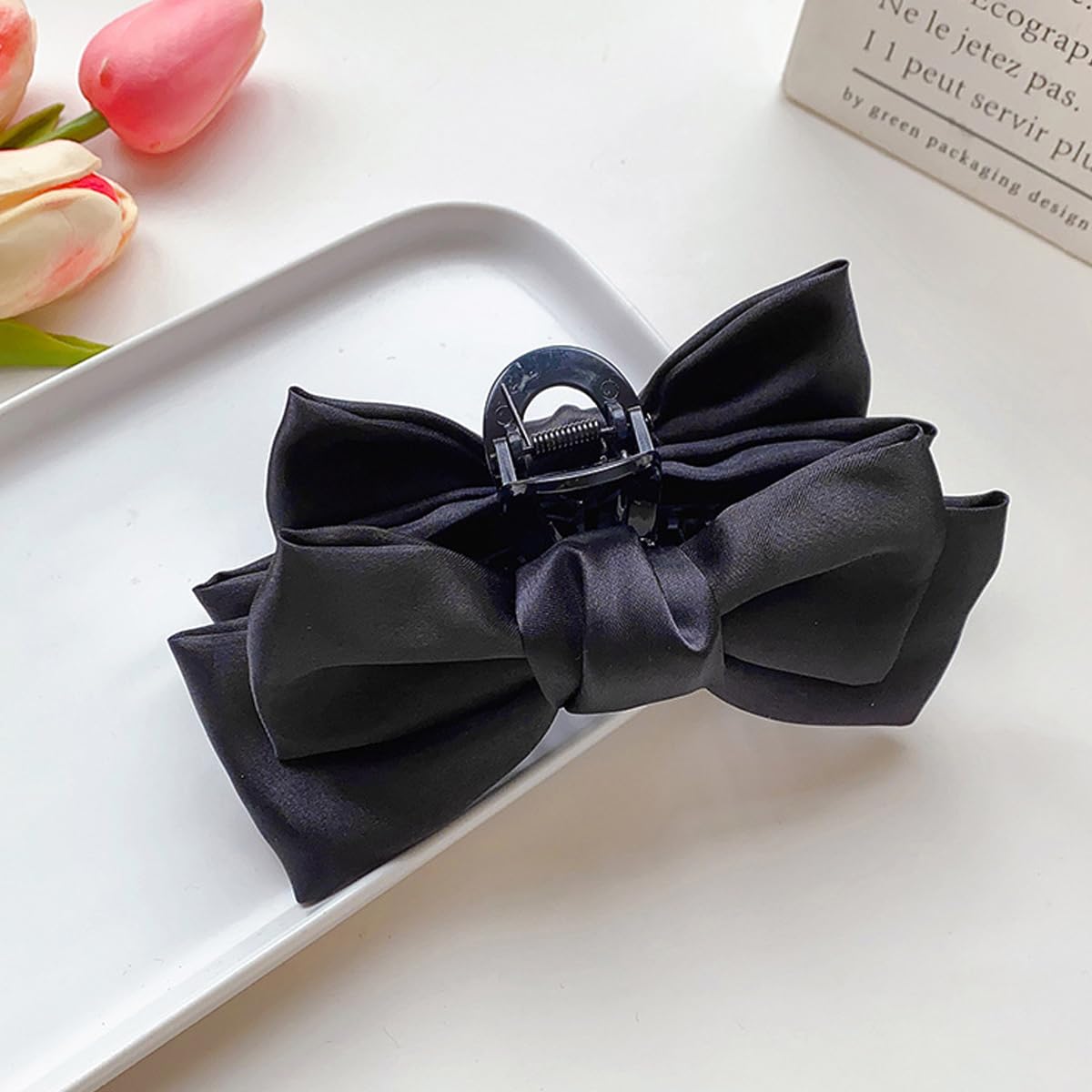 PALAY® Claw Clip for Women Large Black Bow Claw Clip for Medium Thick Hair Women Hair Accessories for Hair Styling, Hair Clamp, Hair Claw for Women Girls