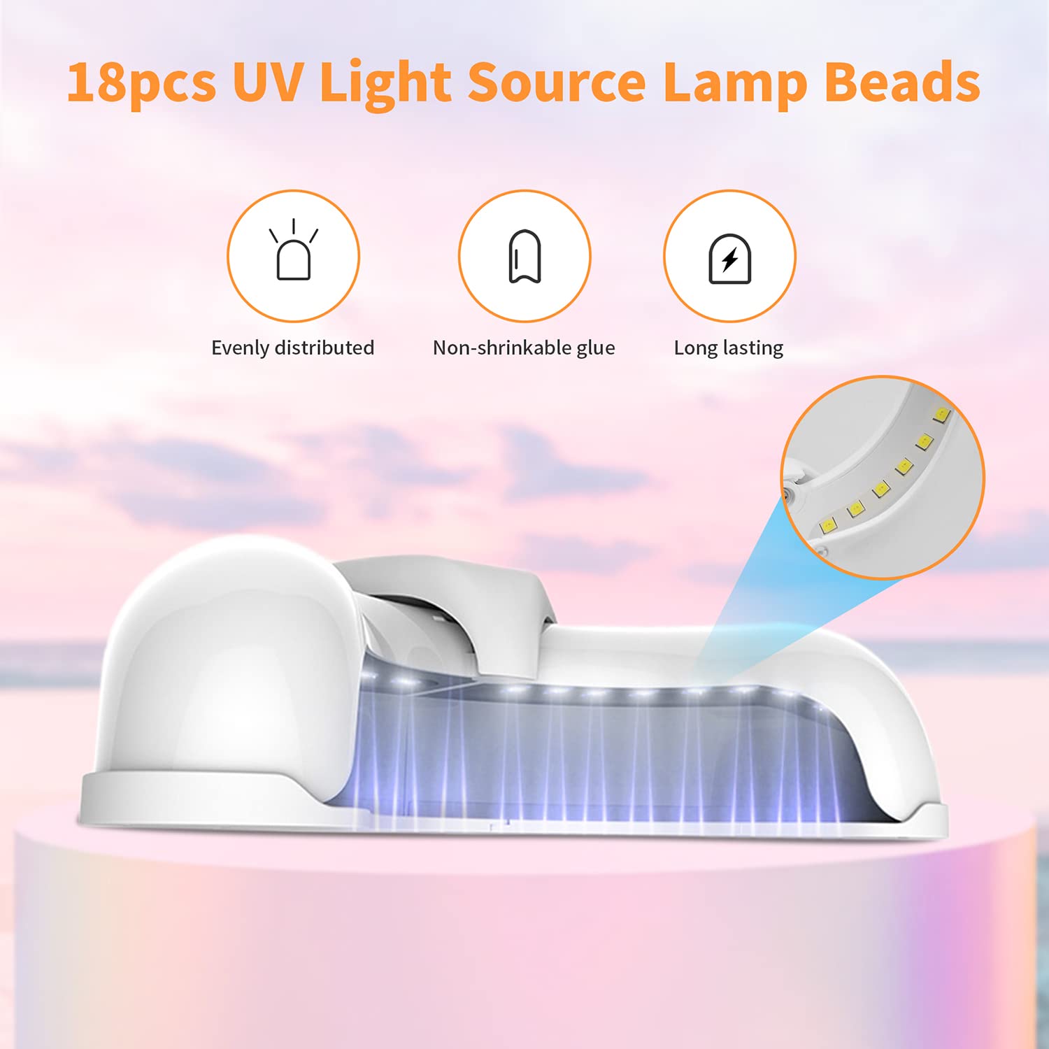 MAYCREATE UV Lamp for Nail 36W USB Gel Nail Polish Dryer Light, 18 LED Lamp Beads, Quick Dry Your Gel Nail Polish with LCD-Display Timing Function, Professional Nail Curing Lamp