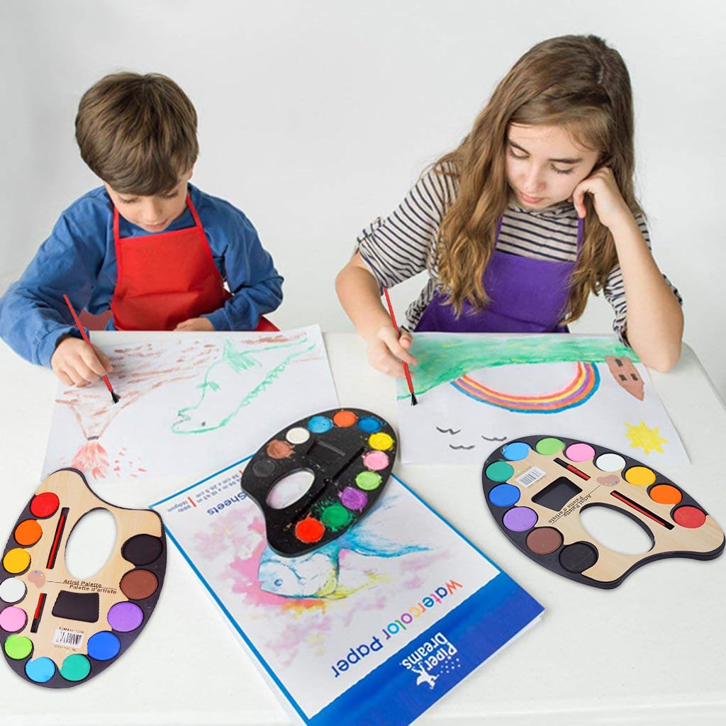 PATPAT Artist Palette for Kids with 12 Water Based Colors and Brush | Safe Non Toxic Set