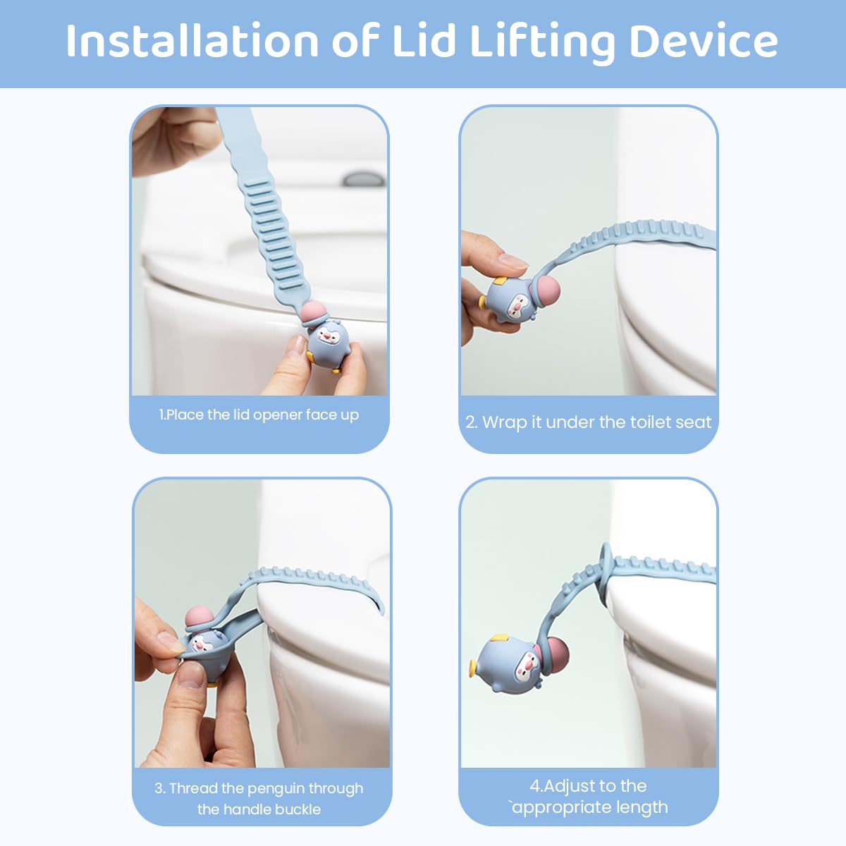 Supvox Toilet Seat Lifter for Hygienic Touch Free Use with Suction Cup and TPR Material | 2Pcs Cute Cartoon Handles