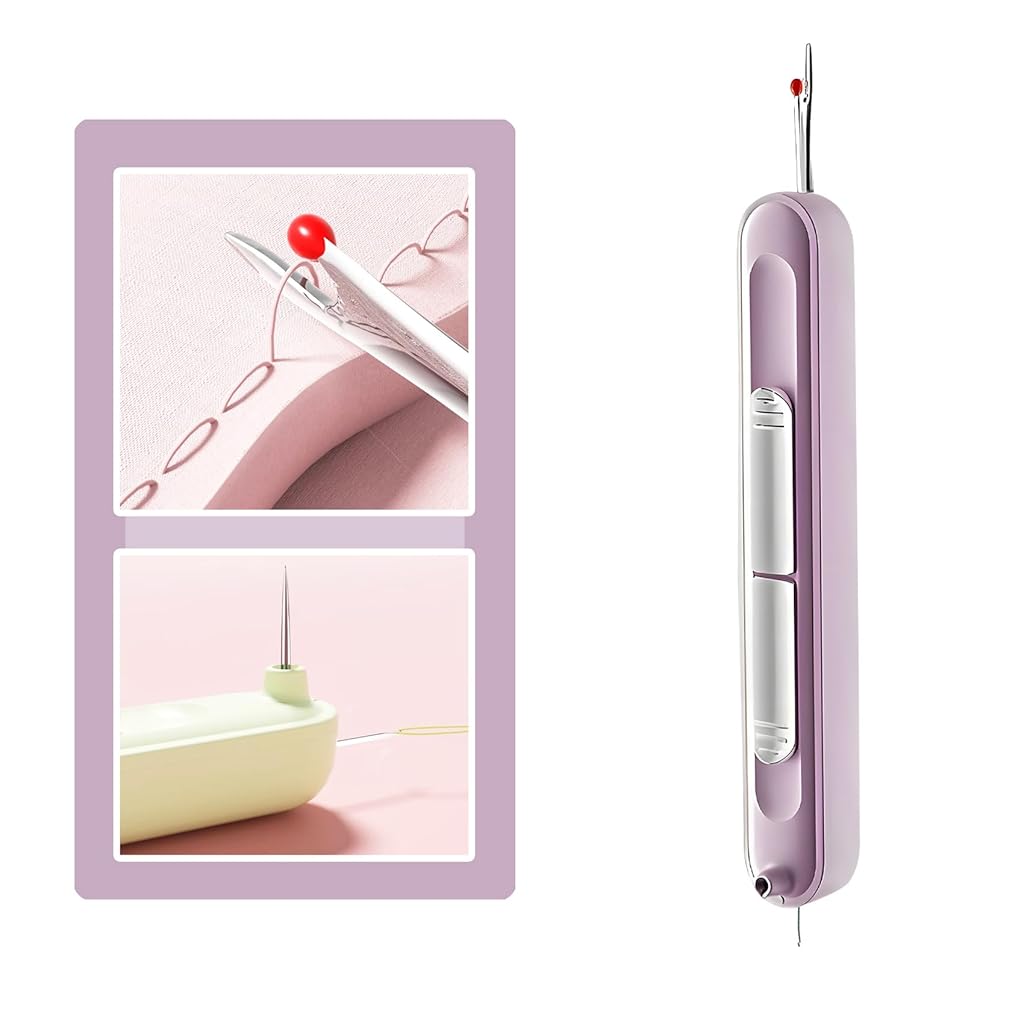 HASTHIP® 2 in 1 Automatic Threader & Seam Ripper Dual Head Retractable Needle Threader Stainless Steel Stitch Remover Sewing Needle Threader for Hand Sewing, Embroidery, and Crafts