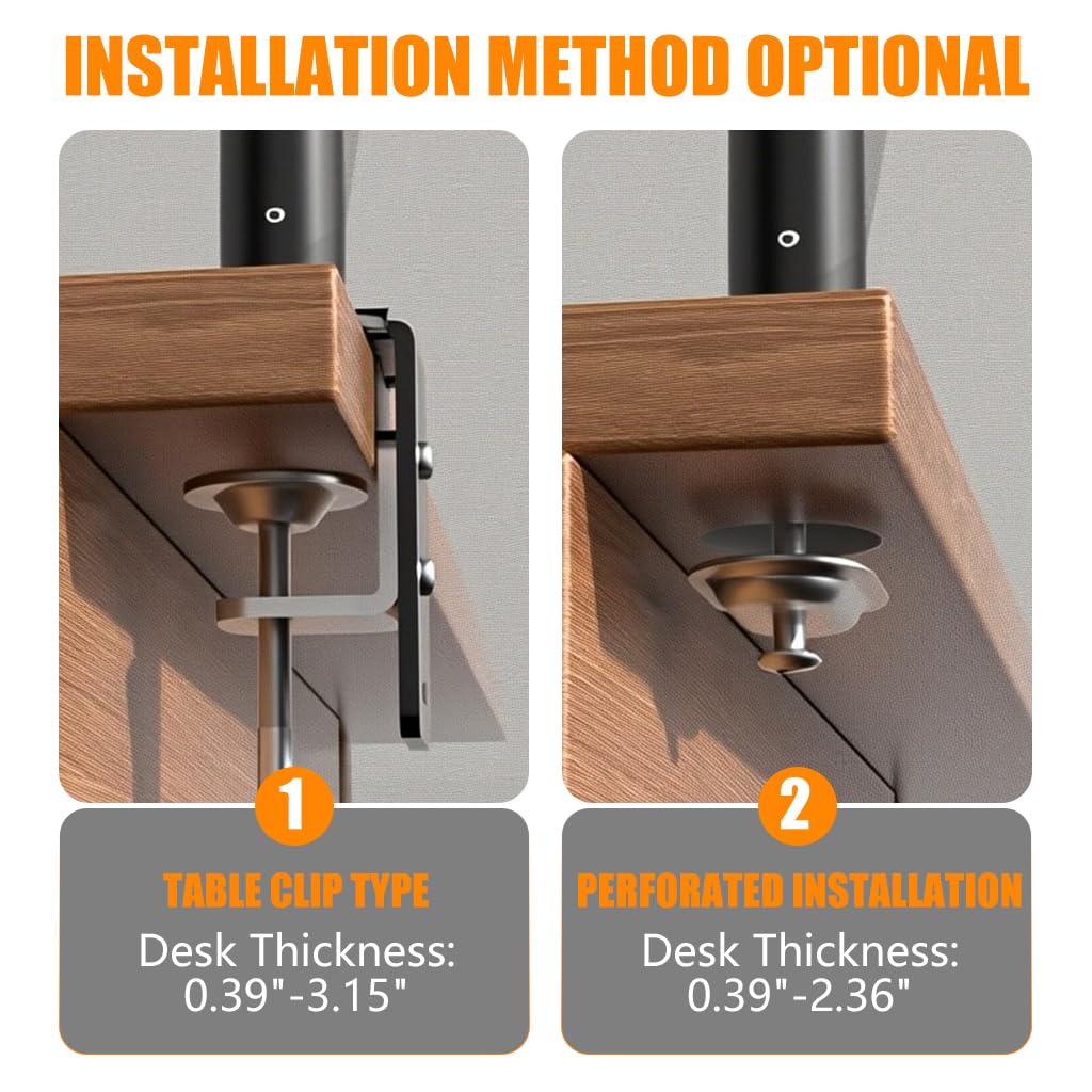 ZORBES Monitor Mount for 17–38 Inch Screens with 360 Degree Adjustable Clamp | Alloy Steel Stand