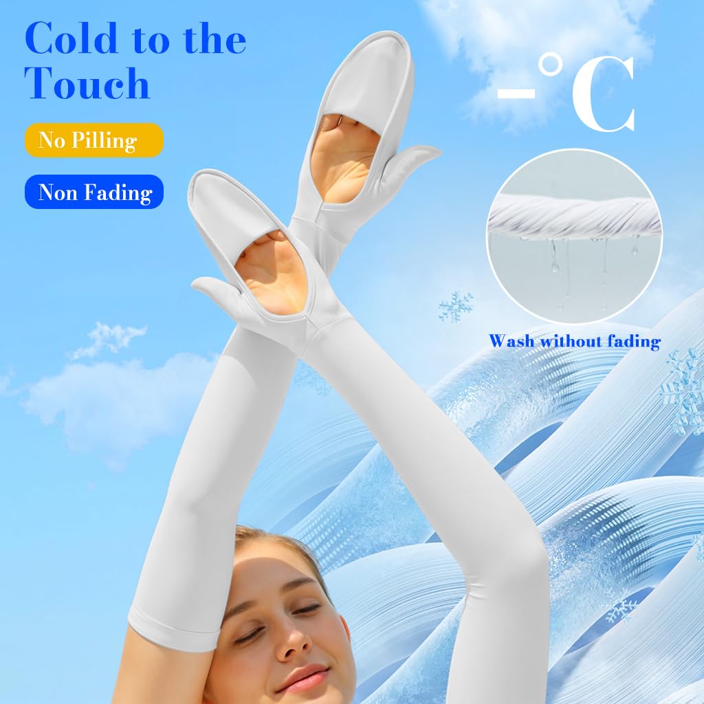 Venzina UV Sun Protection Arm Sleeves for Outdoor Sports with Anti Slip Band and Cooling Ice Silk Fabric | UPF 50+ for Women and Girls