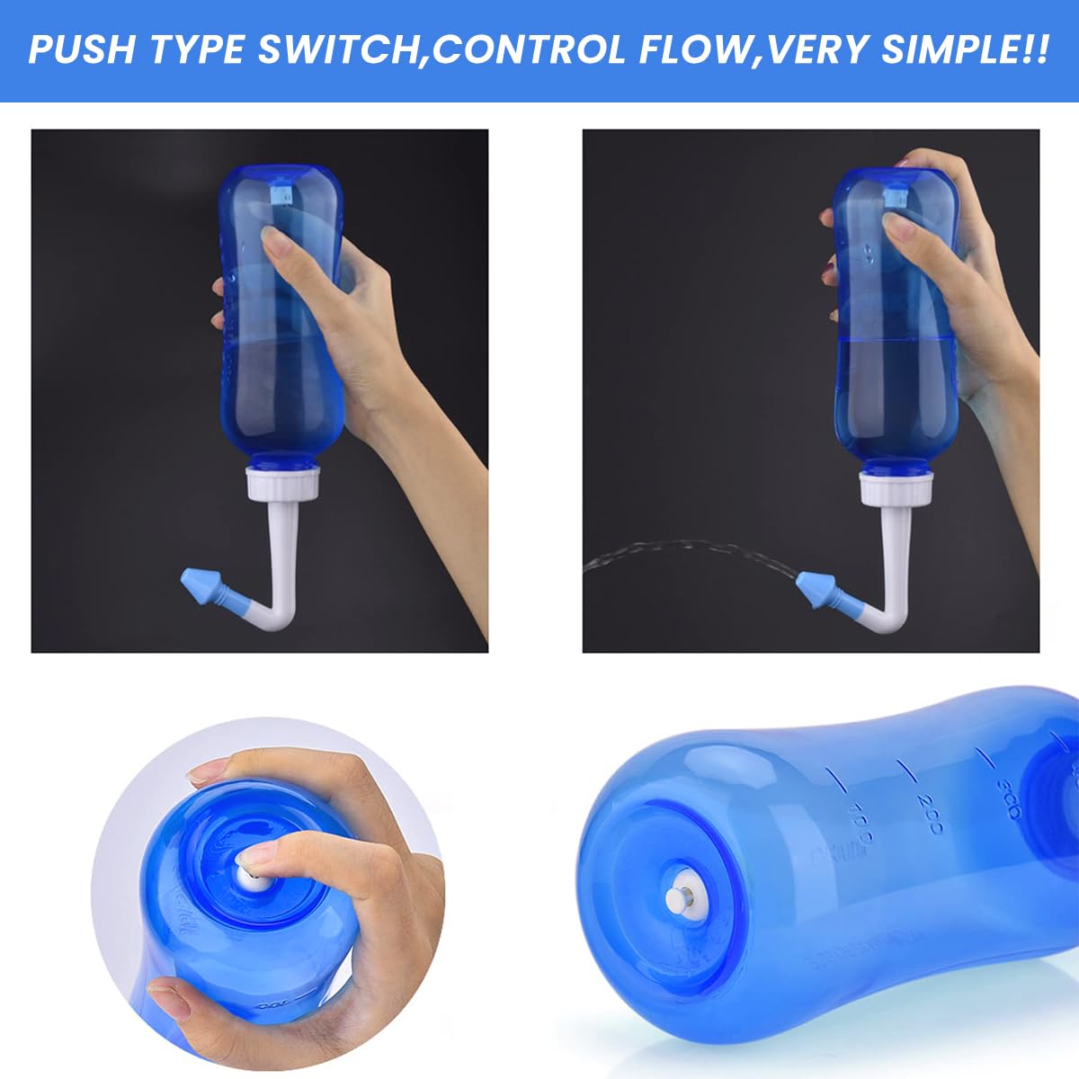 HANNEA Nasal Rinser Kit for Sinus and Allergy Relief with 30 Saline Packs and 300ml Auto Valve Bottle | Includes 2 Rinse Tips