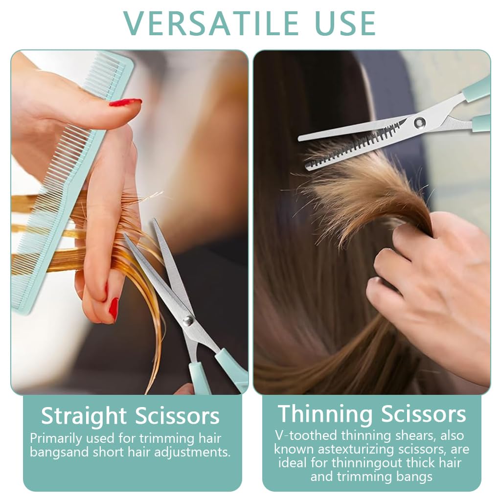 MAYCREATE Kids Hair Cutting Scissors Kit with 6.6 in Stainless Steel Shears and Comb | Safe Grip Design for Home Hair Trimming