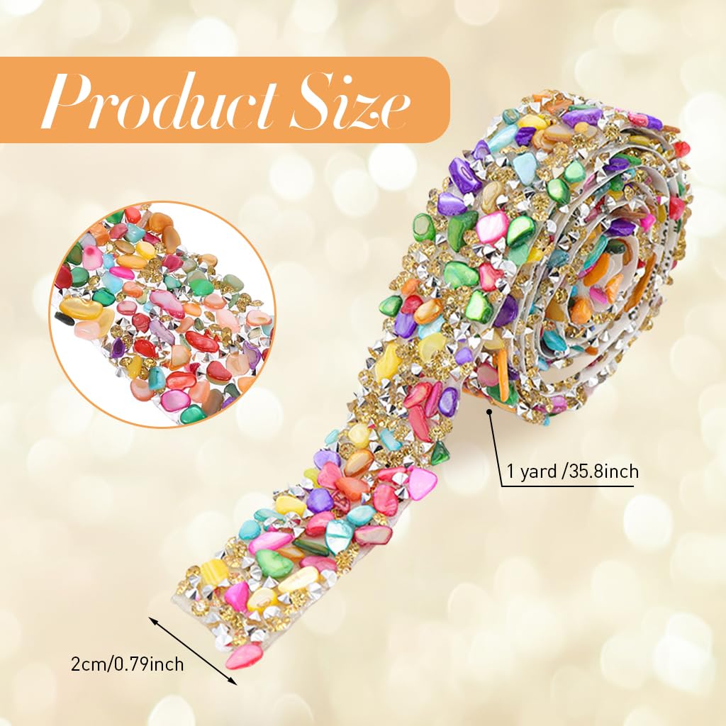HASTHIP 1 Roll DIY Scrapbooking Tape 0.78 Inches Width Sparkling Rhinestone Tape Self Adhesive DIY Crafting Color Resin Rhinestone Decorative Tape for Clothing Sewing Decorating Scrapbooking