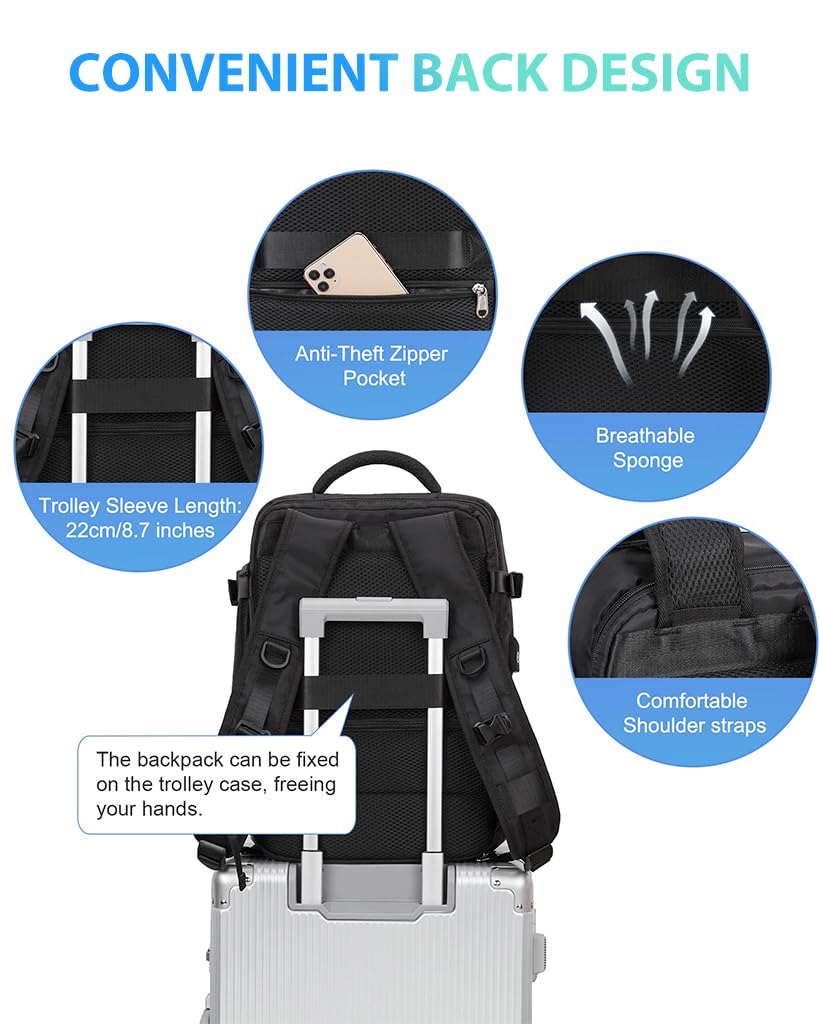 PALAY® Travel Backpack with Seperate Shoe Storage 14'' Laptop Backpack Full Open Zipper Bakcpack with Multi Compartments, Breathable Back Support & Shoulder Straps Fashion Outdoor Waterproof Backpack