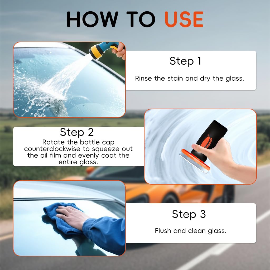 STHIRA Windshield Oil Film Cleaner for Car and Glass Surfaces with Built In Brush 100g Capacity