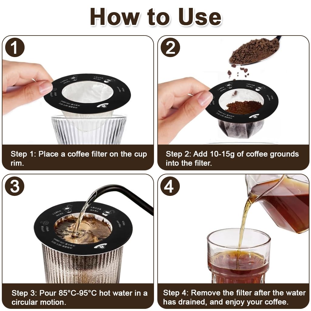 Supvox Coffee Filters for Cups and Mugs featuring 3.5 in Round Base Pop On Design | 10 Pack