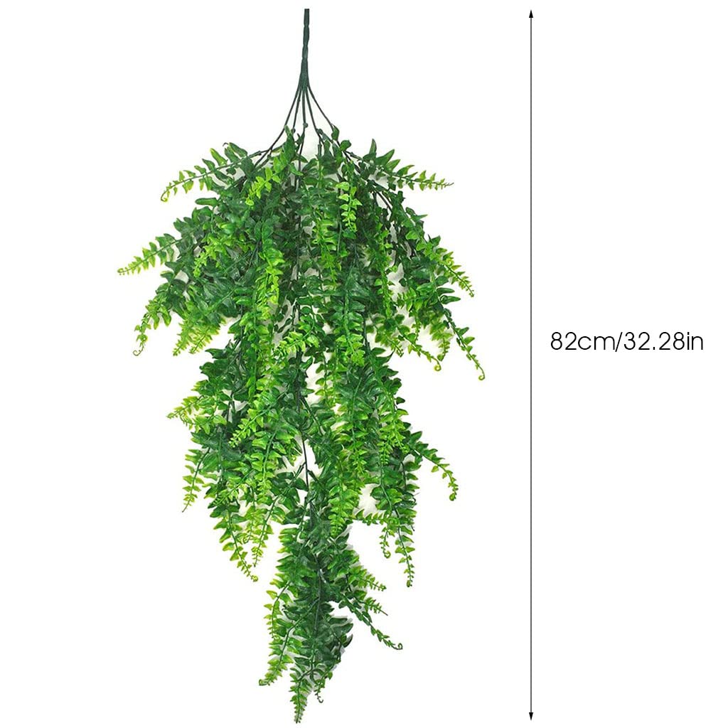 HASTHIP® Artificial Plant Boston Ferns Fake Vines Hanging Ivy Flowers Vine Outdoor, Plastic Greenery for Hanging Baskets Wedding Wall House Room Patio Jungle Party Decorations